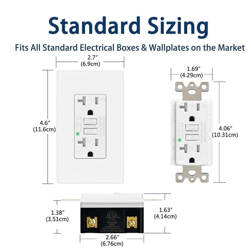 GFI Outlet 20 Amp WR TR GFCI Receptacles w/Plate for Outdoor Kitchen