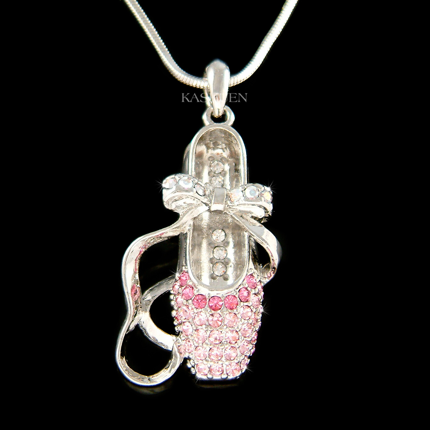 Zapatillas De Ballet Rosa Con Cristales Swarovski Y Collar De Ballet