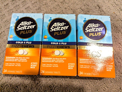 Alka-Seltzer Plus Severe Cold and Flu Citrus Fizzy Chews (72 ct) ~ 3 BOXES LOT