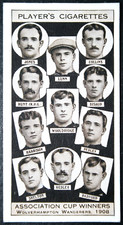 WOLVERHAMPTON WANDERERS 1908   FA Cup Winning Team   Vintage 1930 Card  HF03MS