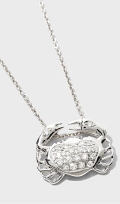 Roberto Münze 18 Karat Weißgold Diamant winziger Schatz Krabbe Anhänger Halskette