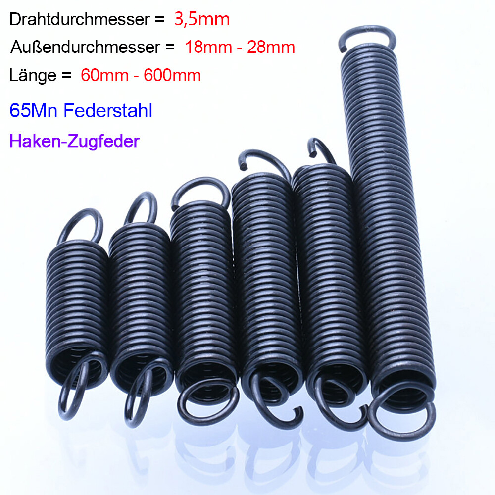 2 Stück Zugfedern Federstahl 2,5x14x60mm - Doppelhaken Spannfedern Für Möbel & Tore