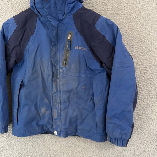 Marmot Jacket Kids Medium Blue Lined Coat Membrain Hooded Ski Snow Zip Outdoor - Picture 4 of 12