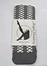 Women's Trouser Socks FISH NET Pattern Size 9 - 11 Grey Gray SEXY Made in USA