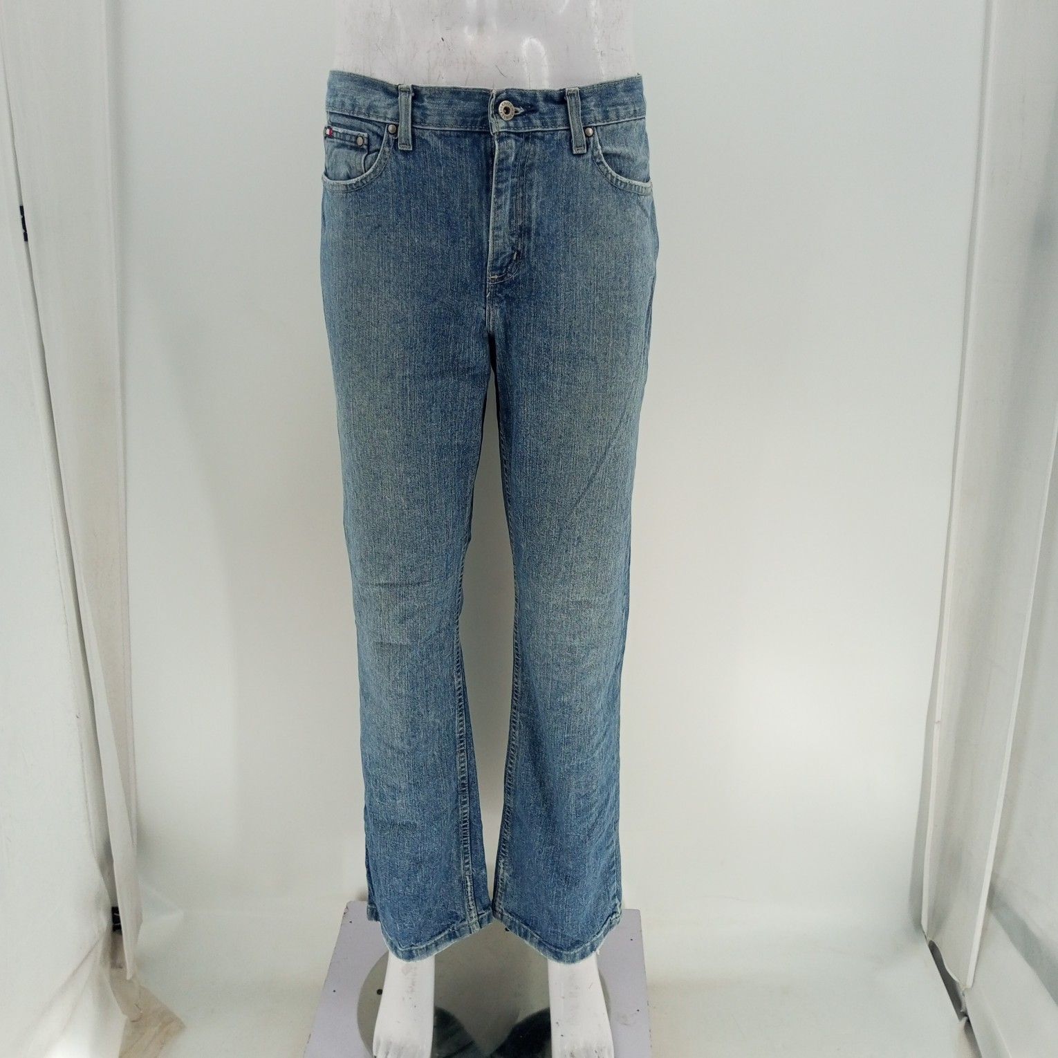 Tommy Hilfiger Mens Blue Classic Fit Mid Rise Distressed Bootcut Jeans Size  10 | eBay