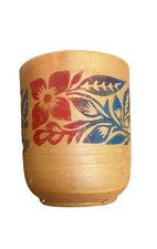 Clay  Glass, Traditional Drink Glass, 5" Long Tumbler. 6 Glasses, Hand Made Mug