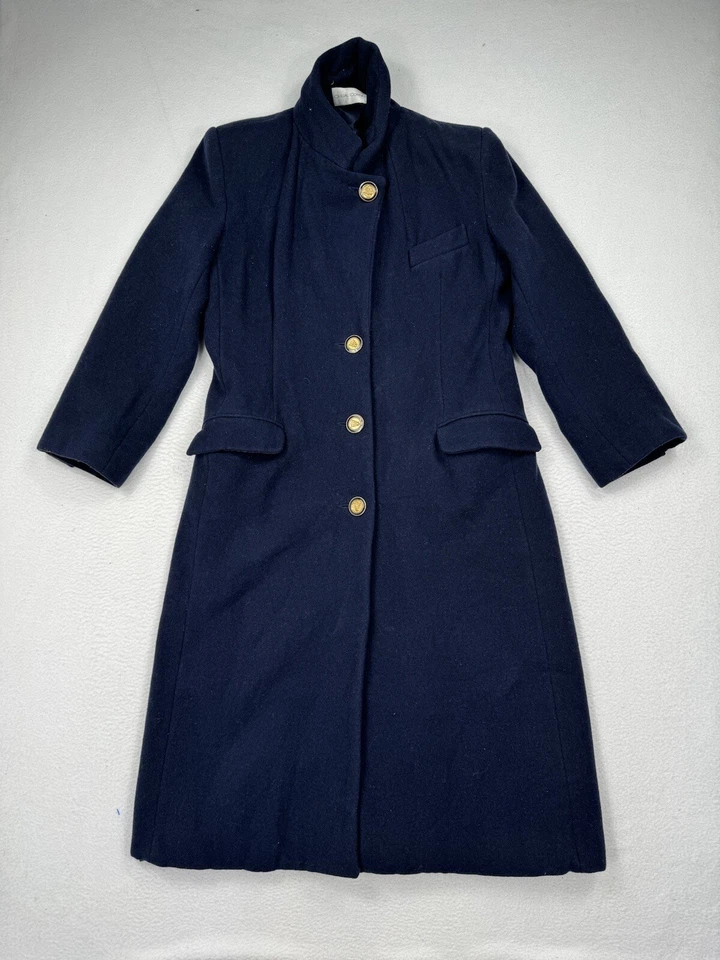 Vintage Casual Corner Women's Long Wool Overcoat Size M Navy Ukraine Made - Image 2 of 4