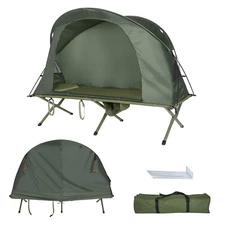 1-Person Outdoor Camping Tent Cot Compact Elevated Tent Set W/ External Cover