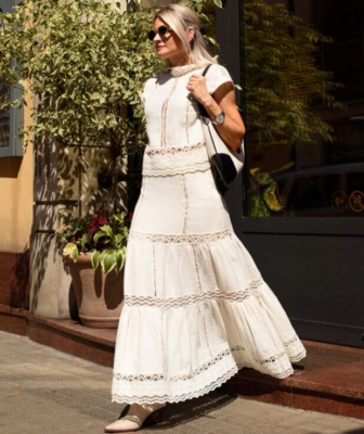 Zara ZW Collection Long High Waist Crochet Skirt Ecru Size S L XL