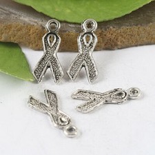 40pcs Tibetan silver awareness ribbons for cancer charm pendants h0883