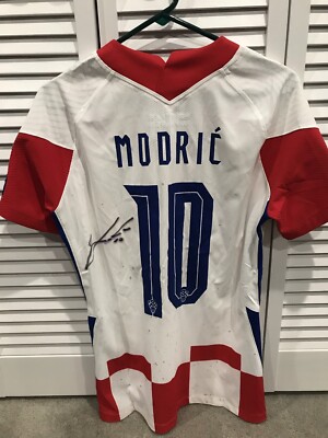 LUKA MODRIC MATCH GAME WORN AUTOGRAPH SIGNED CROATIA NATIONAL TEAM JERSEY SHIRT