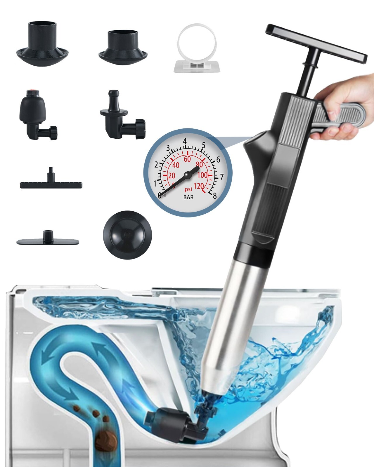 Toilet Plunger Air Drain Blaster High Pressure Drain Clog Remover Tools