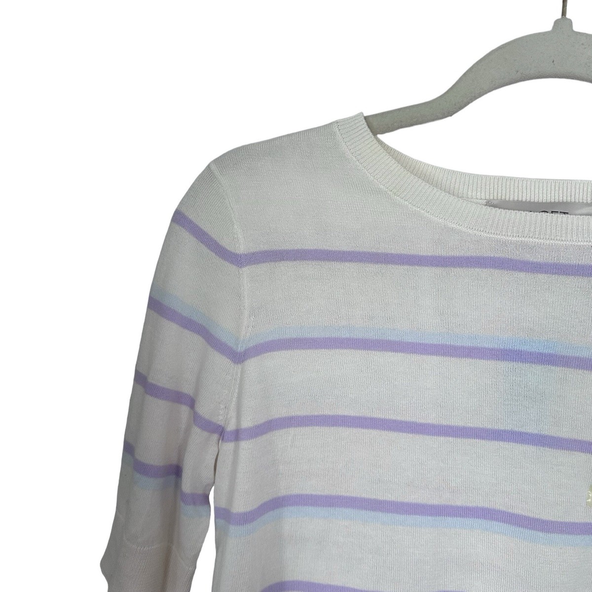 Pull Court Lavande à Rayures Et Peplum LOFT - Taille PM (Petite) - Neuf Avec étiquettes