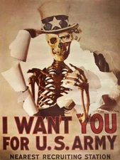 I Want YOU for US Army, Skeleton Theme NEW Sign: 18x24" USA Steel XL Size