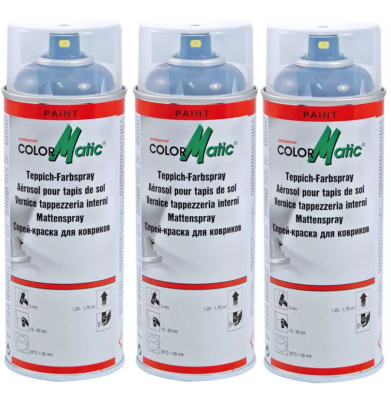 COLORMATIC 1K Teppich Farbspray anthrazit 3x400 ml Fußmatten Teppich Farbe Auto