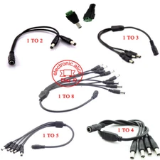 DC 1 female to 2 3 4 5 6 8 way male Power plug Splitter cable for led strip CCTV