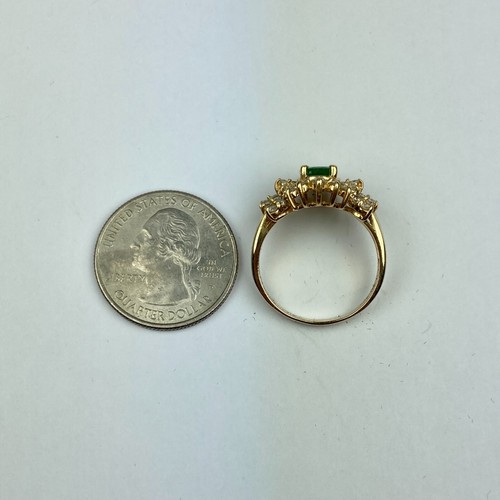 EFFY BH 14k Diamond & Emerald Double Halo Yellow Gold Ring Size 9.5 | eBay