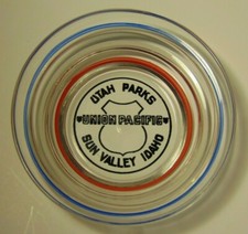 Posacenere pubblicitario vintage anni 50 rosso bianco blu Union Pacific Railroad Utah Idaho