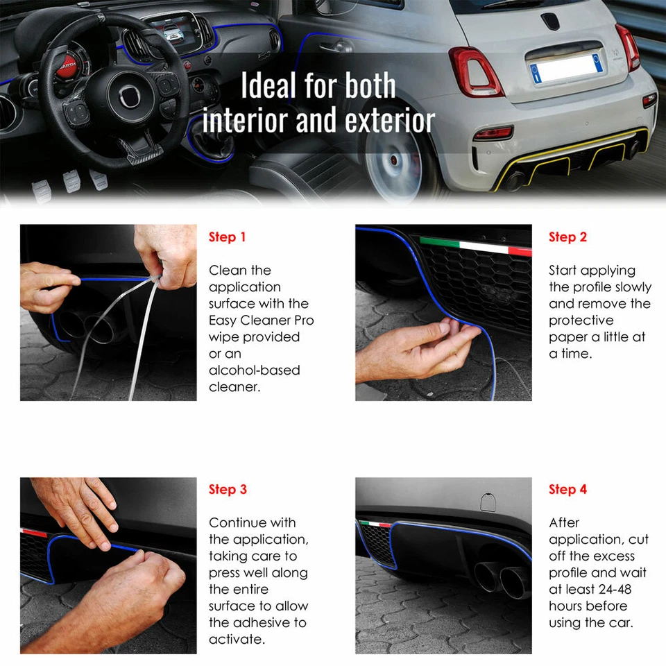 Mini Profilo Trim Adesivo per Auto Rosso, 3 mm x 3 mt - Immagine 3 di 4