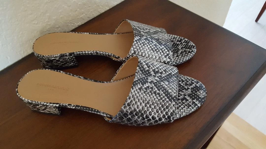 NEW Banana Republic Exotic Slide Black White Shoes Size 7.5M