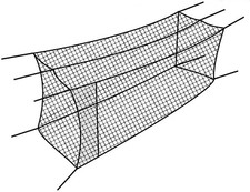 Weather-resistant baseball batting cage net with twisted/knotted design