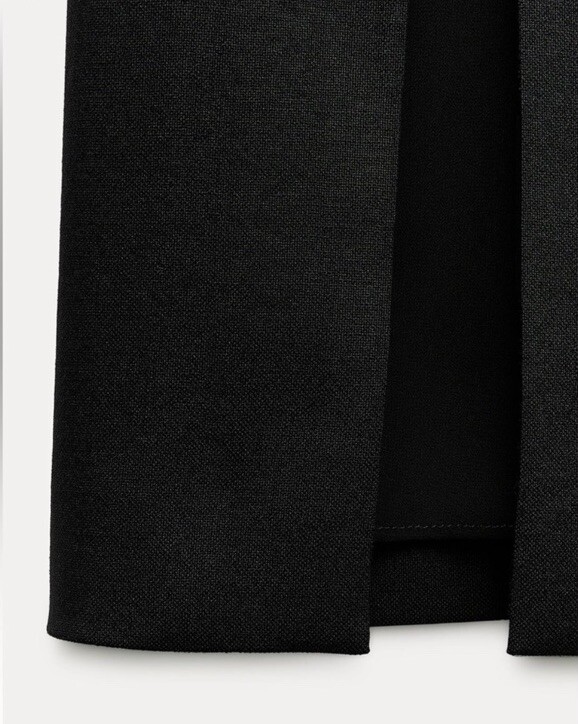 Zara Black Double Front Slit high waist Midi Skirt ZW