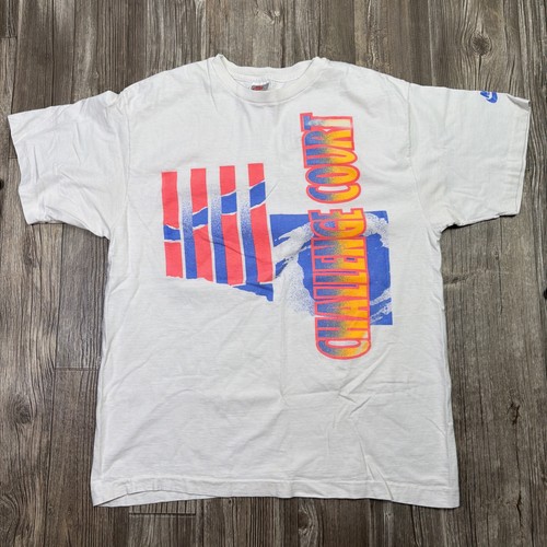 Nike Challenge Court Men’s Early 90s Vintage T-Shirt XL USA Andre Agassi