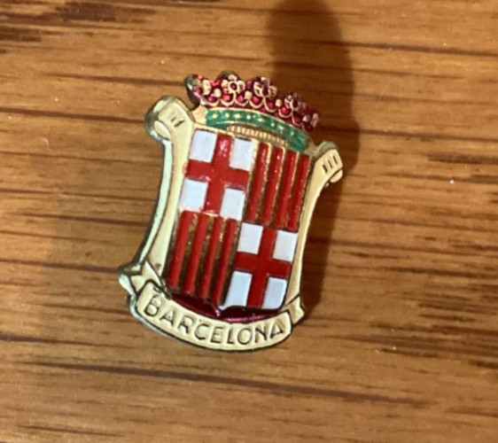 Barcelona Spain Coat of Arms Cross of St. George Souvenir Pin