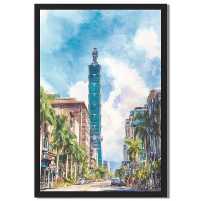 Modern Cityscape Taipei Tower Wall Art Canvas Oil Paintings Reproduction