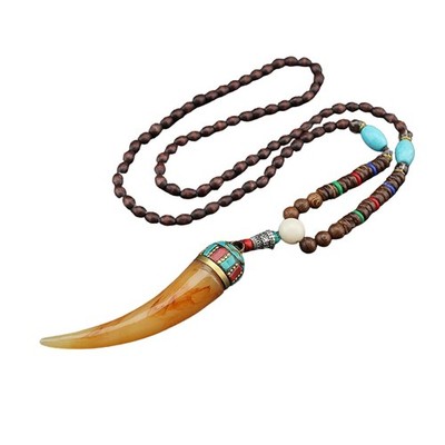 Wooden Beaded Necklaces Vintage Handmade Nepal Mala Wood Beads Meditation P - 01