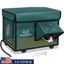 Heated Cat Shelter Insulated Outdoor Waterproof Escape Door Warm Safe House New