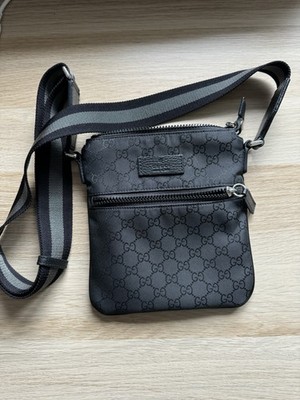Gucci Umhängetasche Schwarz Herren Gebraucht GG Tadelloser Zustand