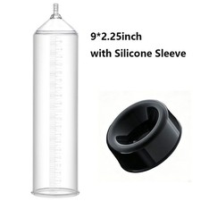 Penis Pump Replacement Cylinder Fits all Vacuum Pumps with Silicone Sleeve 8" 9"