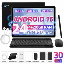AEEZO Tablet Android 15 Tablet 10.1" IPS LCD 128GB ROM Dual Camera Wifi6 30 Set