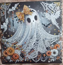Finished Halloween Ghost Diamond Art Greeting Card with Envelope #1