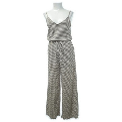 H&M, Jumpsuit, Größe: S, Beige/Mehrfarbig, Polyester/Elasthan, Karo, Damen #tYl