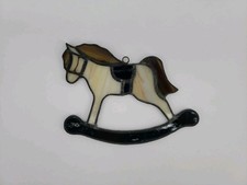 Vintage Stained Glass Rocking Horse Suncatcher Window Decor READ Description