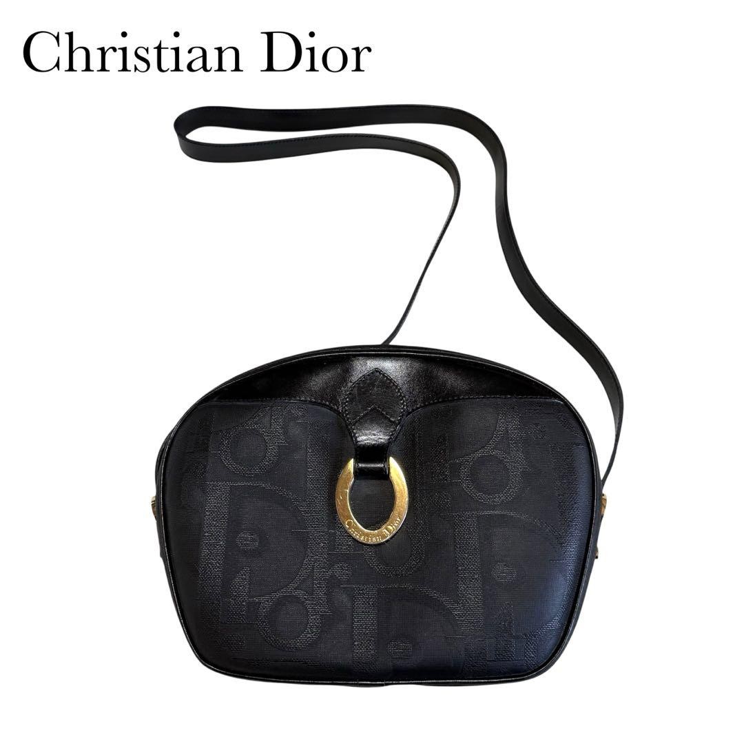 Dior Vintage Trotter Shoulder Bag Leather Black Authentic F07272051
