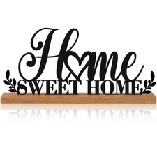 Home Sweet Home Sign House Table Decor Bless Centerpiece Black Metal Word Sig...
