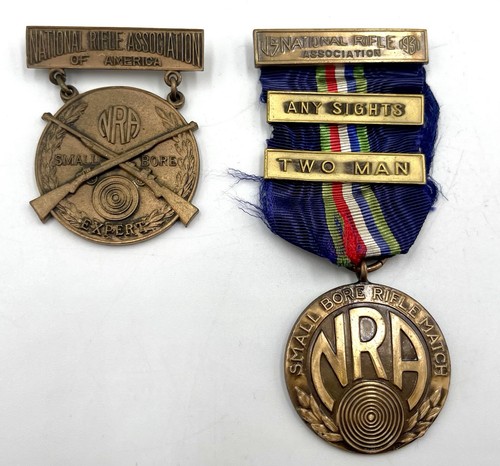 Vintage Lot Of 2 NRA Shooting Awards Medals Ribbons Small Bore Rifle ...