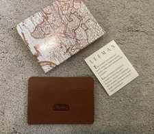 HJ Heinz Company Logo LEEMAN Designs Leather Card Holder Wallet Brown Ketchup 57