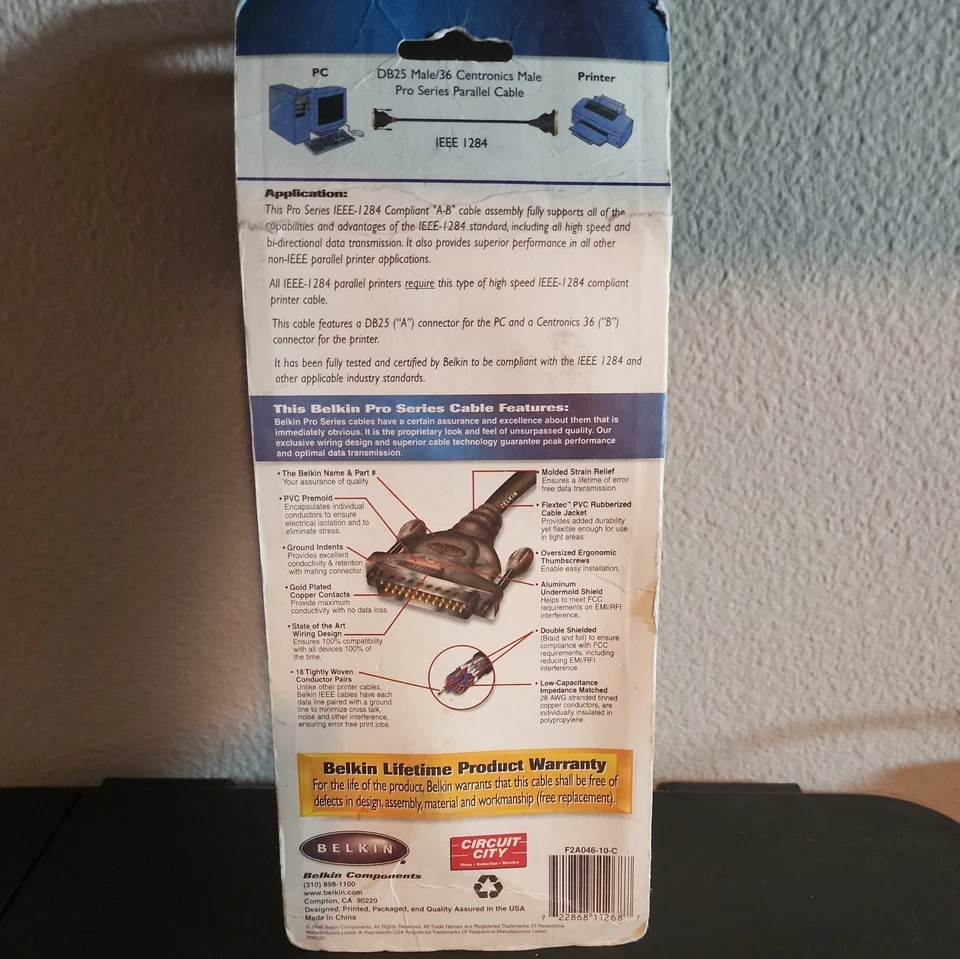 IEEE-1284 Printer/Scanner Cable, DB25 M to Centronics C36 M, 10 ft - NEW in BOX - Image 2 of 4