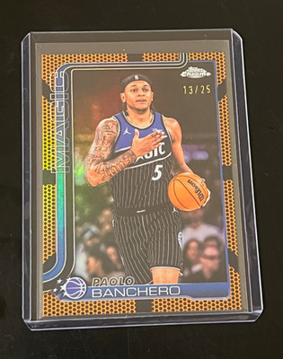 2025-26 Topps Chrome Update Paolo Banchero #140 Orange Refractor Numbered /25