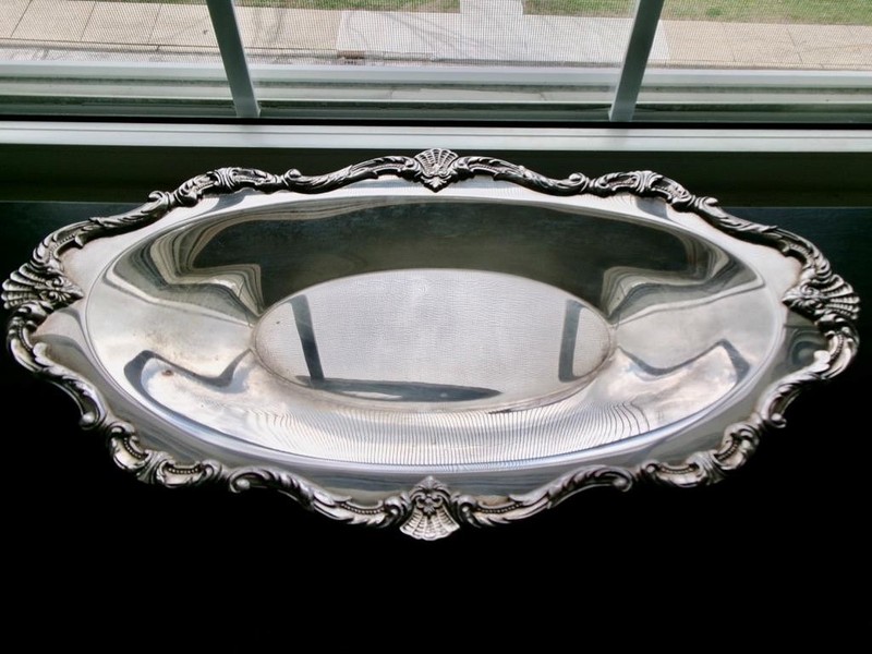 Vintage "Waverly" by Wallace Ornate Oval Silver Plate Dish 14x7.5"