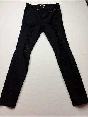 Good American Black Distressed Skinny Jeans