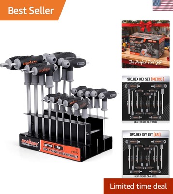 Ergonomic Long Arm Ball End Hex Key Wrench Set | 18 PC Chrome Vanadium Steel