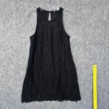 Speechless Dress Womens Small Black Lace Crochet Overlay Sleeveless Shift Lined