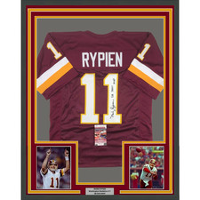 Framed Autographed/Signed Mark Rypien SB MVP 33x42 Washington Red Jersey JSA COA