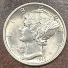 1916 MERCURY DIME CHOICE UNC FULL BANDS NICE FIRST YEAR TYPE COIN