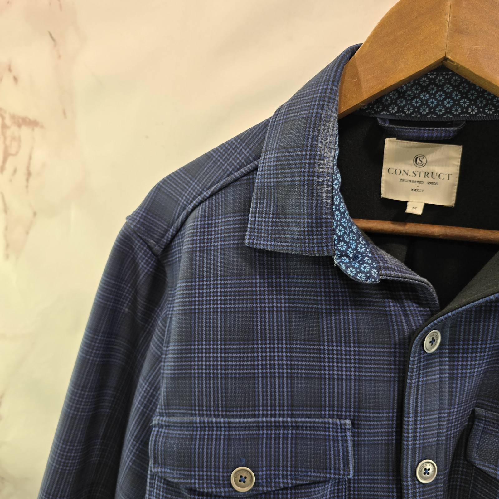 Construct Shirt Jacket Men Medium Blue Button Fle… - image 3